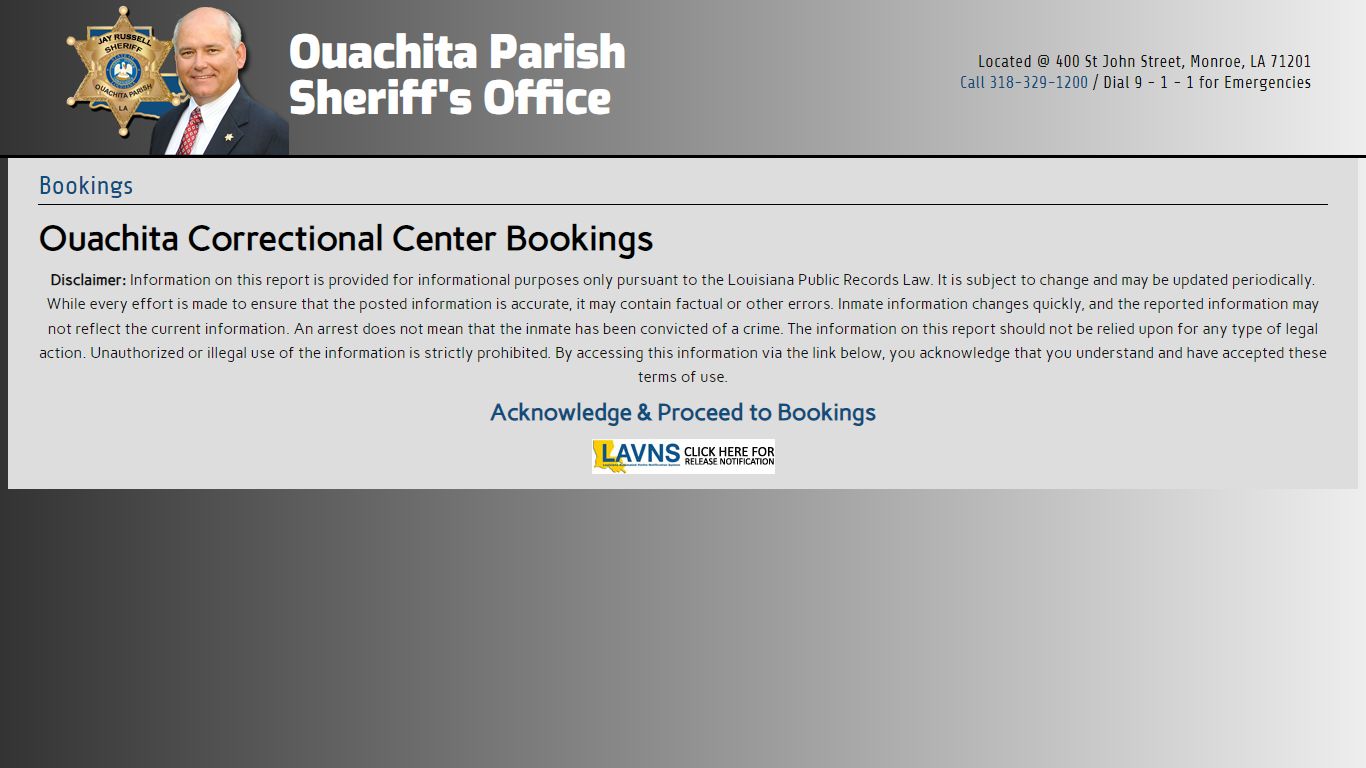 Bookings – Ouachita Parish Sheriff's Office